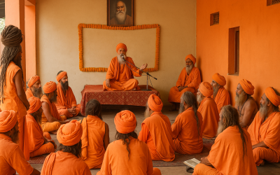 20250523_1502_Vedic Teachings at Nirmal Akhara_simple_compose_01jvy7nt6kfacrxx7y7a4tp2qt
